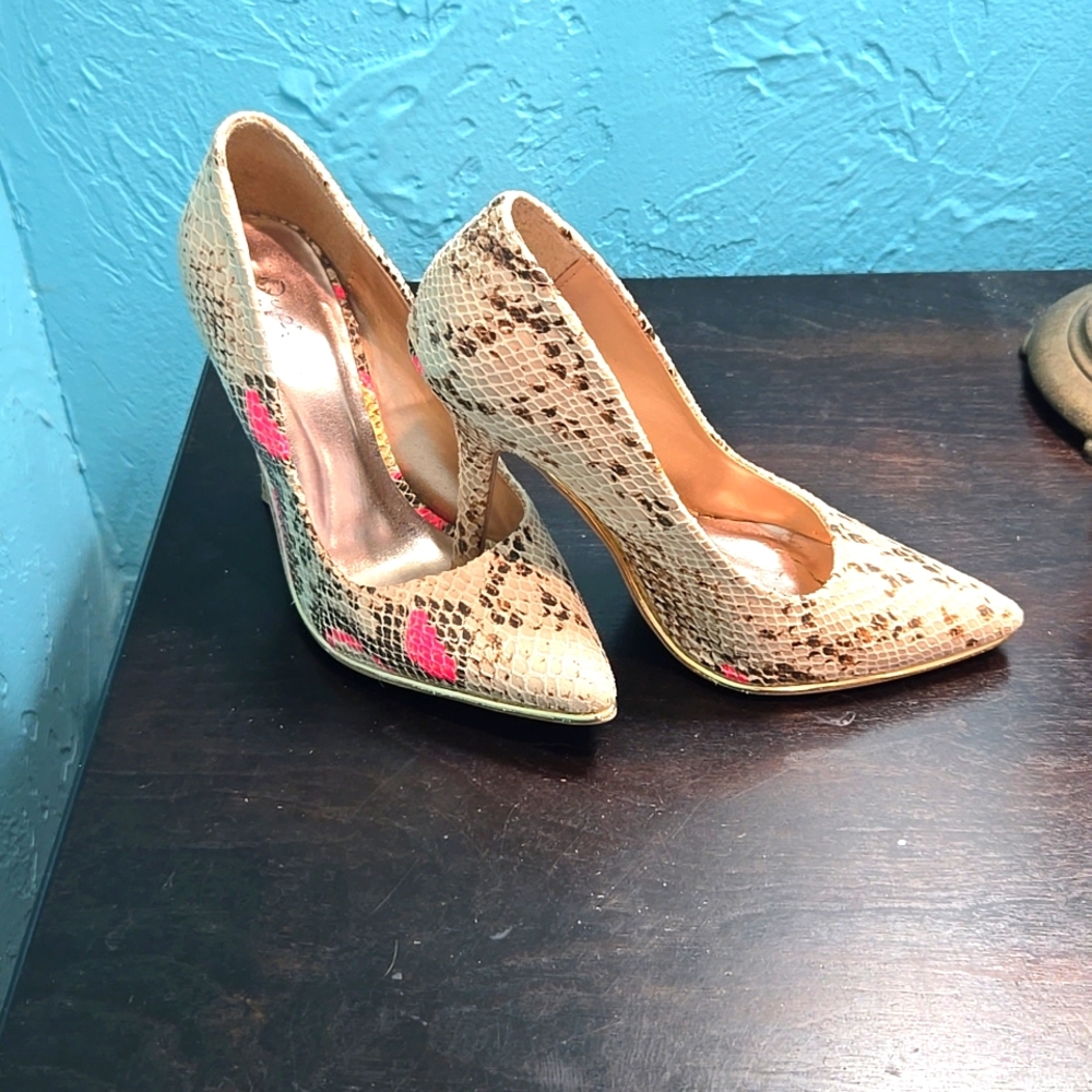 Pink & Snakeskin Heels